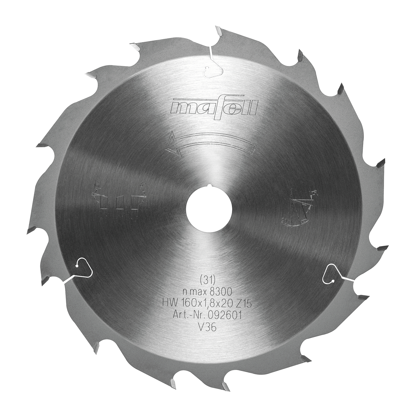 Mafell Accessoires 092601 Zaagblad-GT, 160 x 1,2/1,8 x 20 mm, Z 15-3, 2WZ/FZ voor langszagen