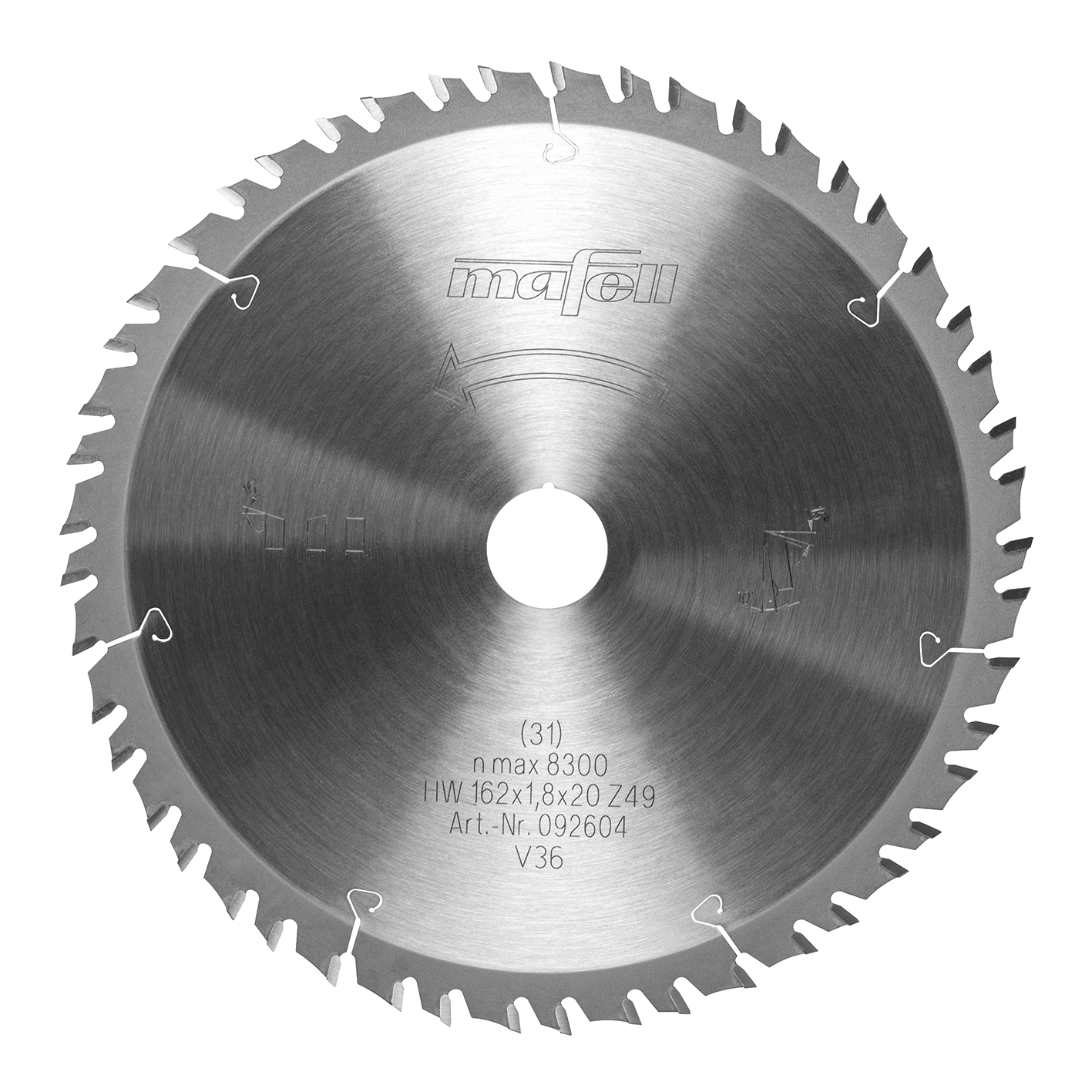 Mafell Accessoires 092604 Zaagblad-GT, 162 x 1,2/1,8 x 20 mm, Z 49-7, 3WZ/FZ fijne zaagsnede voor hout